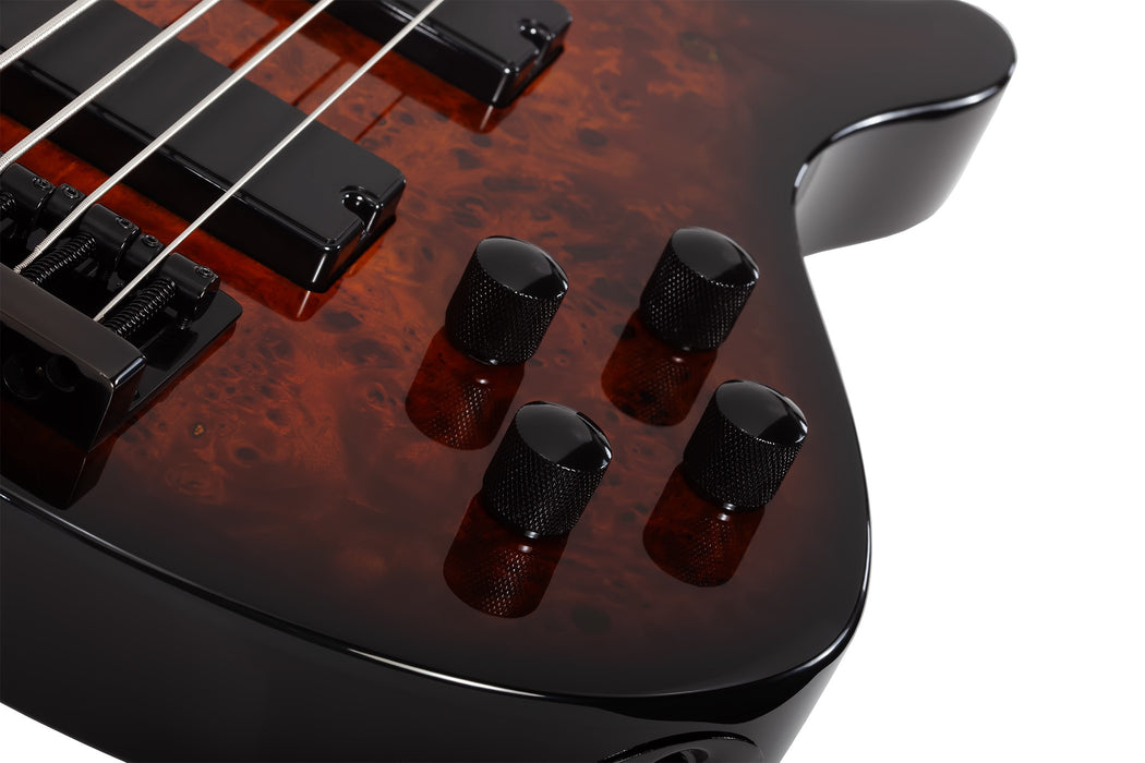 Schecter C-5 Standard Electric Bass Guitar - Tobacco Burl