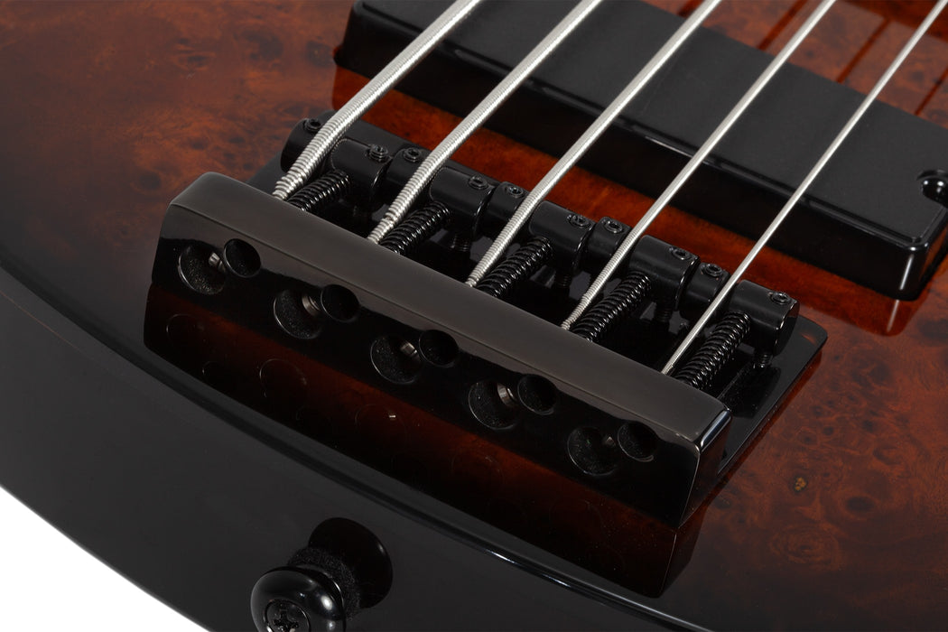 Schecter C-5 Standard Electric Bass Guitar - Tobacco Burl