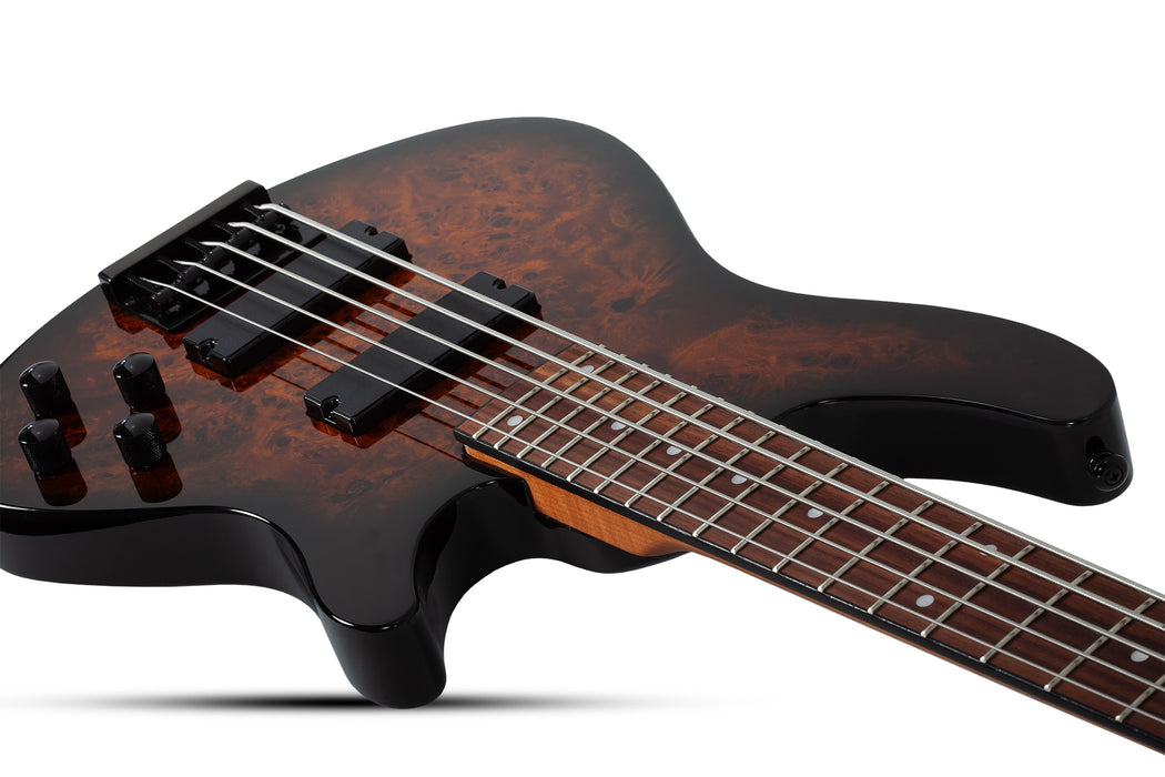 Schecter C-5 Standard Electric Bass Guitar - Tobacco Burl