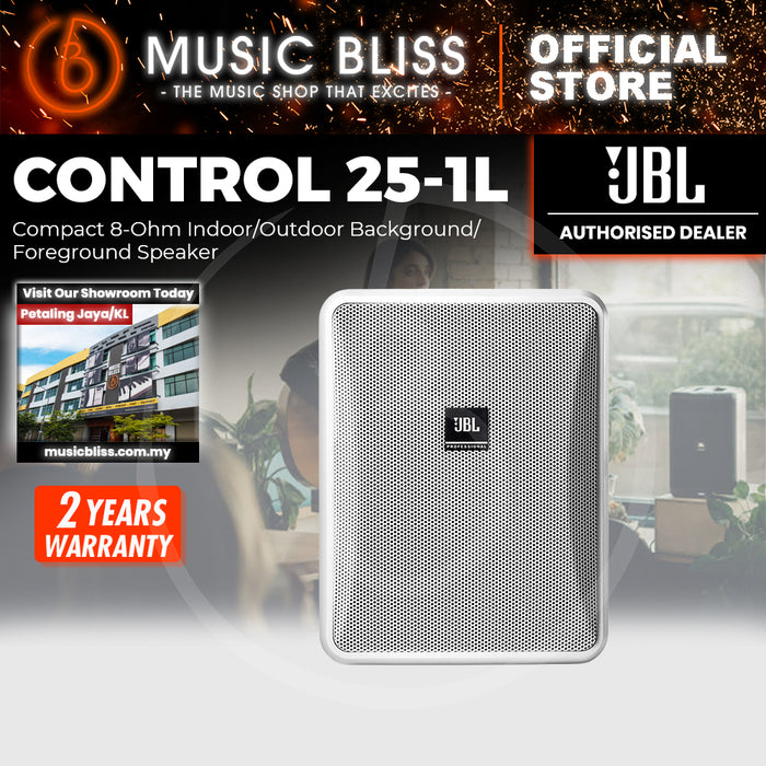 JBL Control 25-1L Compact 8-Ohm Indoor/Outdoor Background/Foreground Speaker - White