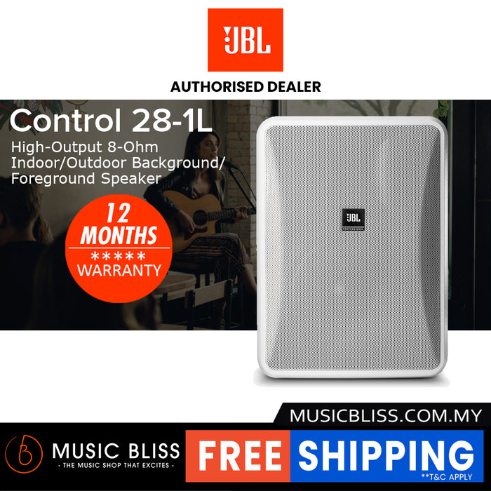 JBL Control 28-1L High Output Indoor/Outdoor Background/Foreground Speaker - White