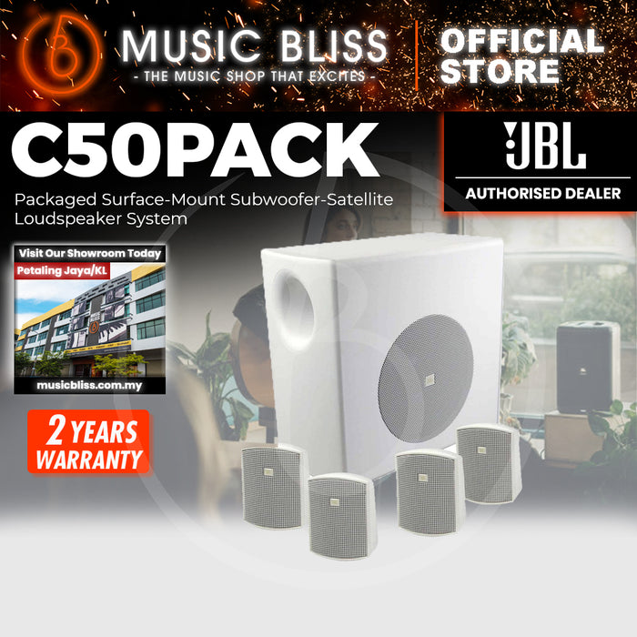 JBL C50PACK Packaged Surface-Mount Subwoofer-Satellite Loudspeaker System - White