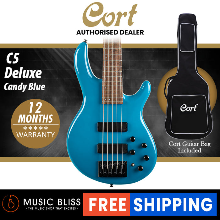 Cort C5 Deluxe Electric Bass Guitar - Candy Blue