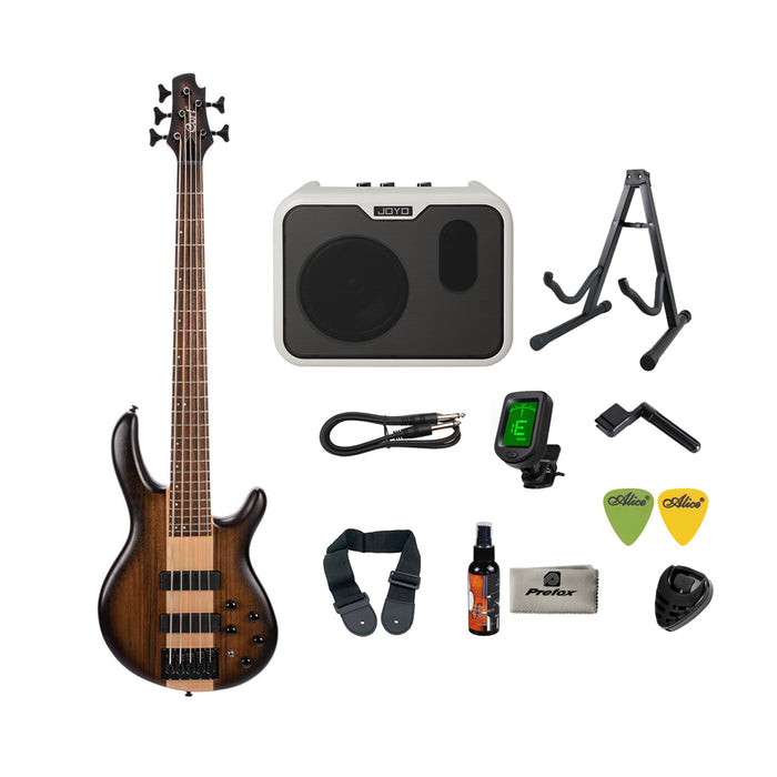 Cort C5 Plus OVMH Electric Bass Guitar with Bag - Antique Brown Burst
