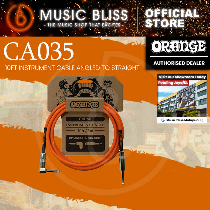 Orange Crush 10ft Instrument Cable Angled to Straight
