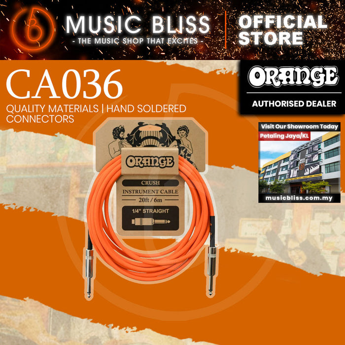 Orange Crush 20ft Instrument Cable Straight to Straight