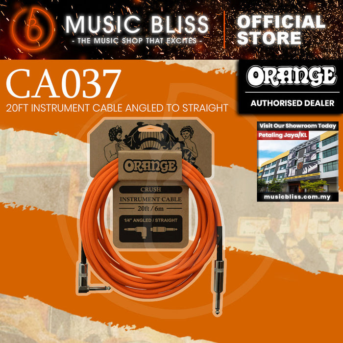 Orange Crush 20ft Instrument Cable Angled to Straight