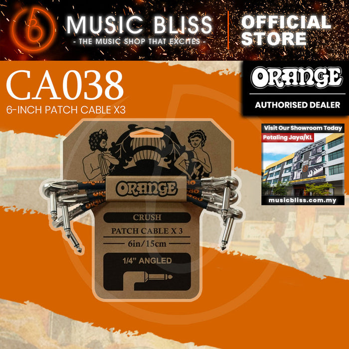Orange Crush 6" Patch Cable for Effects Pedal - 3 pack