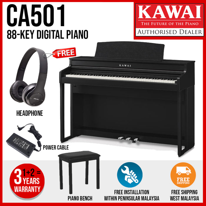 Kawai CA501 88-key Digital Piano - Premium Satin Black - Music Bliss Malaysia