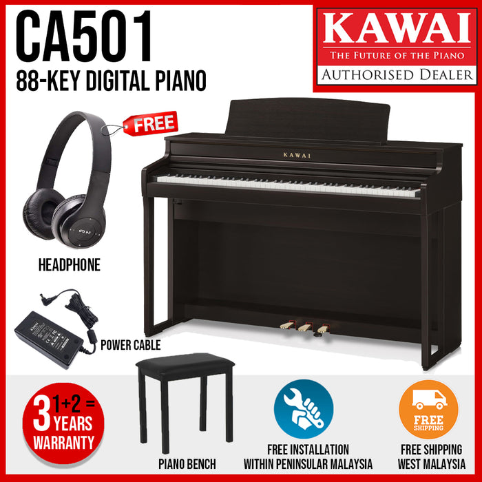 Kawai CA501 88-key Digital Piano - Premium Rosewood - Music Bliss Malaysia