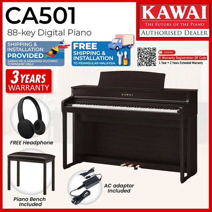 Kawai CA501 88-key Wooden-key Digital Piano - Premium Rosewood (Grade 5-Diploma)