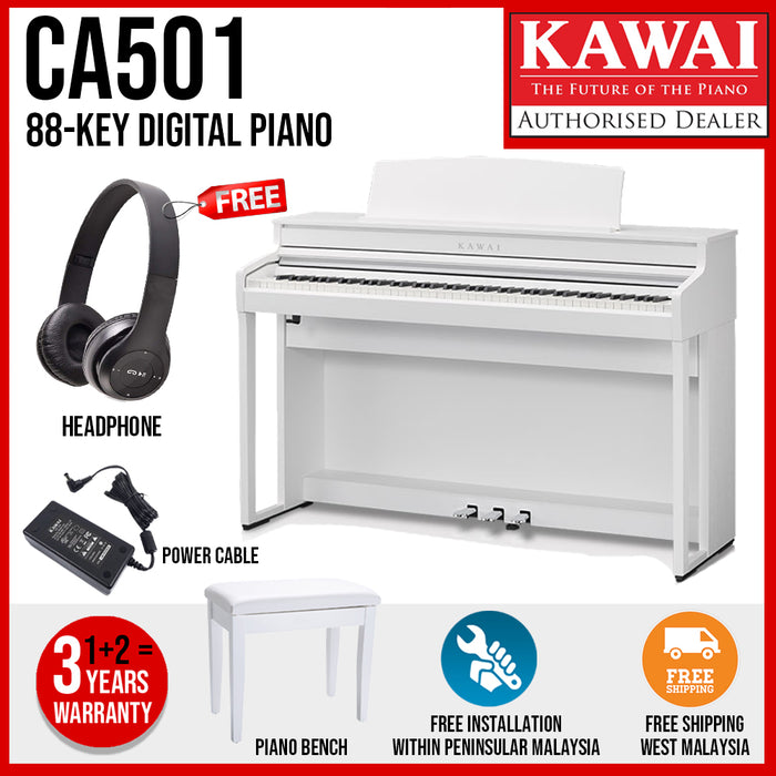 Kawai CA501 88-key Digital Piano - Premium Satin White - Music Bliss Malaysia