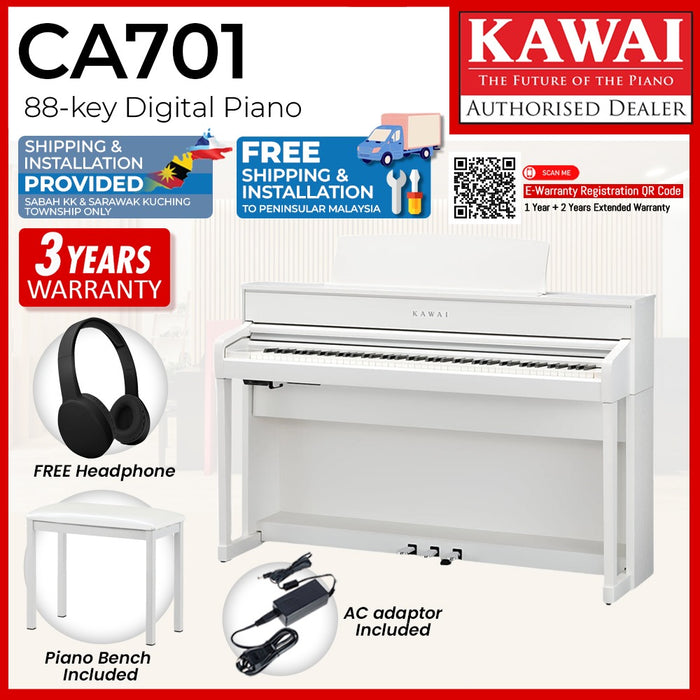 Kawai CA701 88-key Wooden-key Digital Piano - White (Grade 5-Diploma)