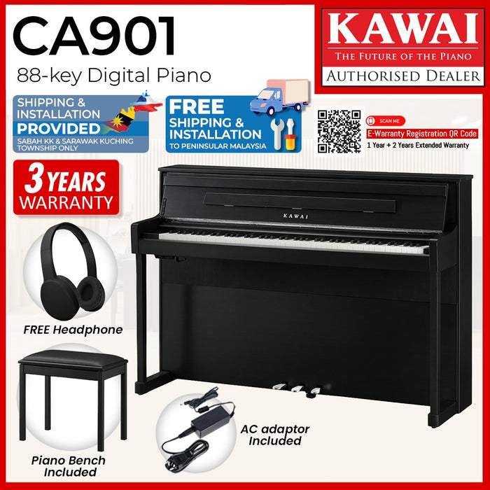 Kawai CA901 88-key Wooden-key Digital Piano - Black (Grade 5-Diploma)