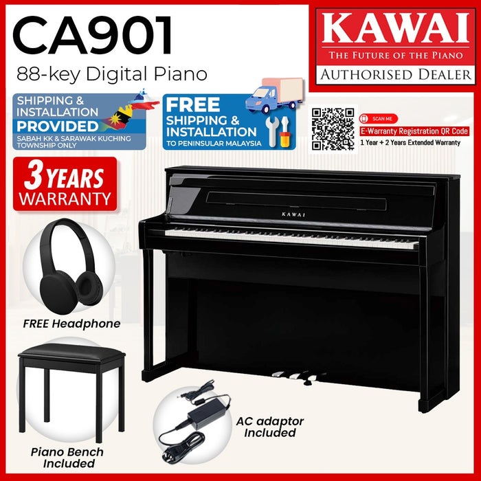 Kawai CA901 88-key Wooden-key Digital Piano - Ebony (Grade 5-Diploma)