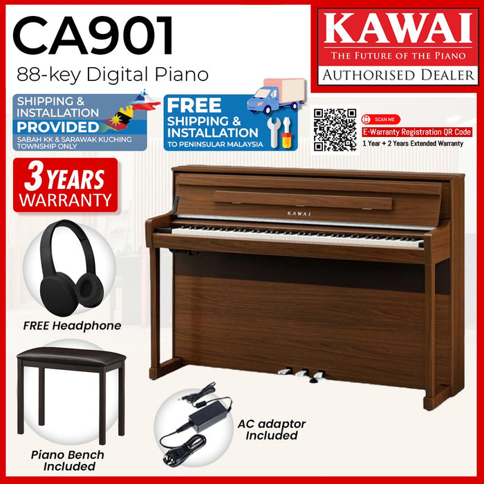 Kawai CA901 88-key Wooden-key Digital Piano - Natural Walnut (Grade 5-Diploma)