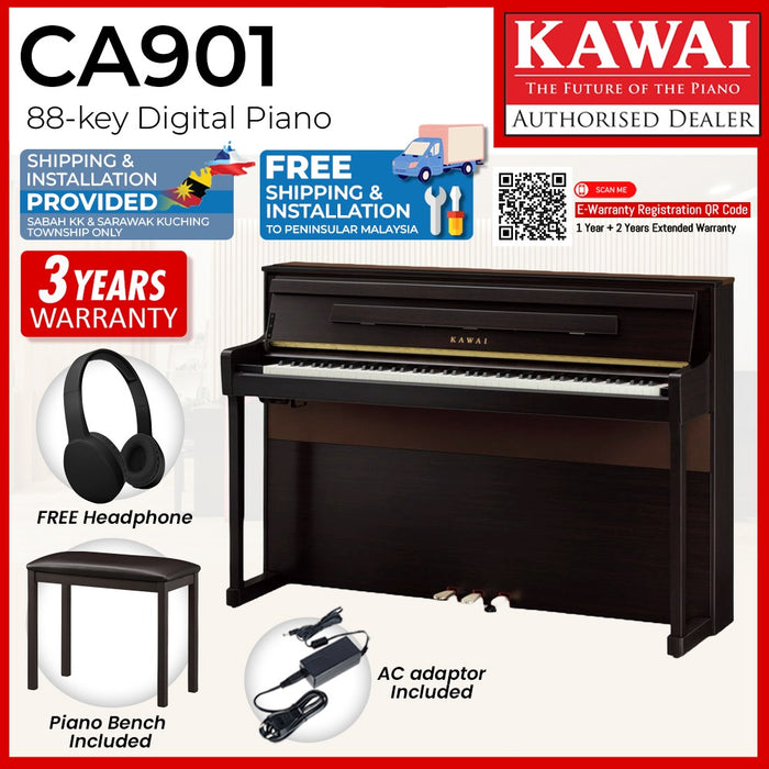Kawai CA901 88-key Wooden-key Digital Piano - Premium Rosewood (Grade 5-Diploma)