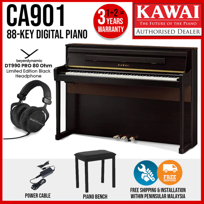 Kawai CA901 88-key Wooden-key Digital Piano - Premium Rosewood (Grade 5-Diploma) - Music Bliss Malaysia