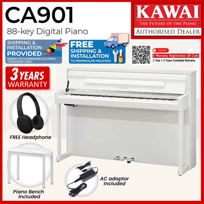 Kawai CA901 88-key Wooden-key Digital Piano - White (Grade 5-Diploma)