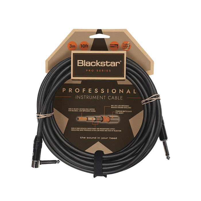 Blackstar CABLE-PRO-3M-SA 10ft Professional Instrument Cable, Straight/Angled
