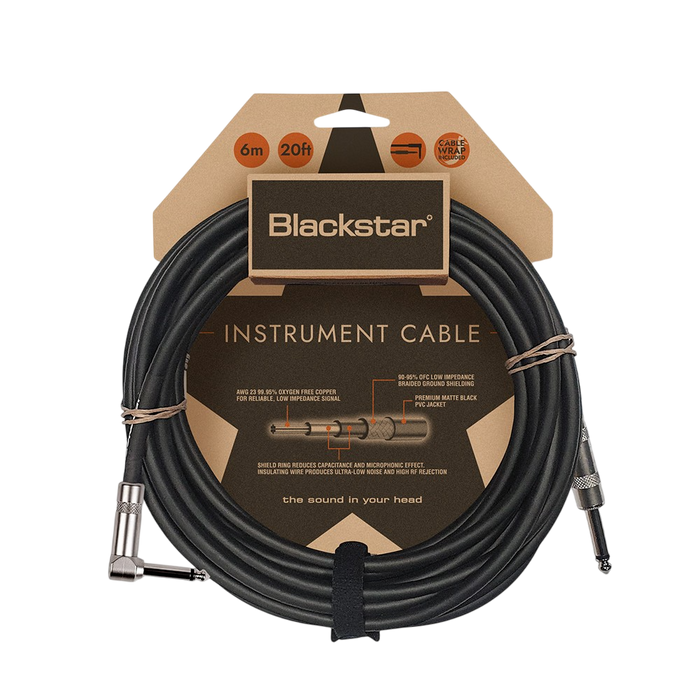 Blackstar CABLE-STD-6M-SA 20ft Standard Instrument Cable, Straight/Angled