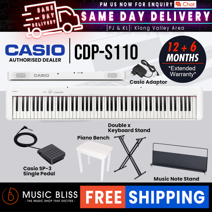 Casio CDP-S110 88-key Digital Piano with FREE Piano Bench