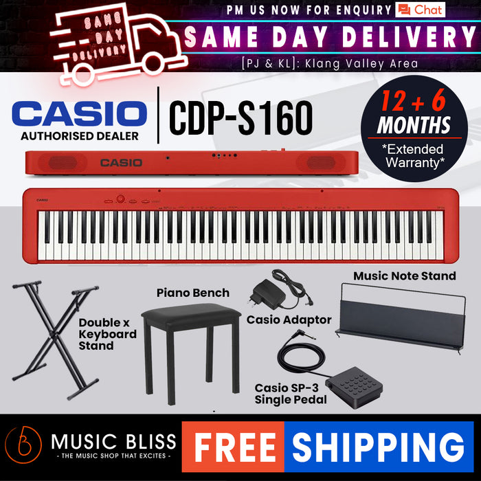 Casio CDP-S160 88-key Digital Piano with FREE Piano Bench - Music Bliss Malaysia