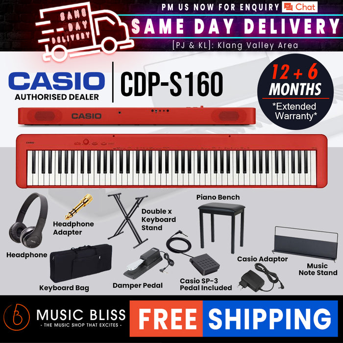 Casio CDP-S160 88-key Digital Piano Musician Package with FREE Headphone - Music Bliss Malaysia