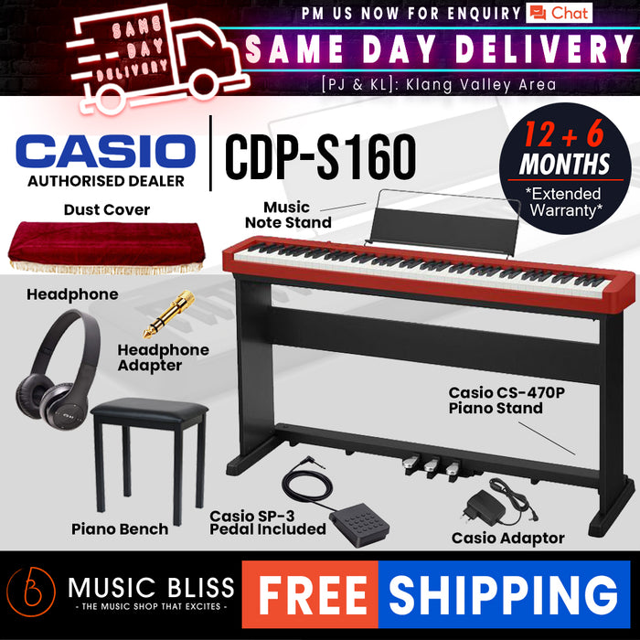 Casio CDP-S160 88-key Digital Piano Home Package - EDU Set - Music Bliss Malaysia