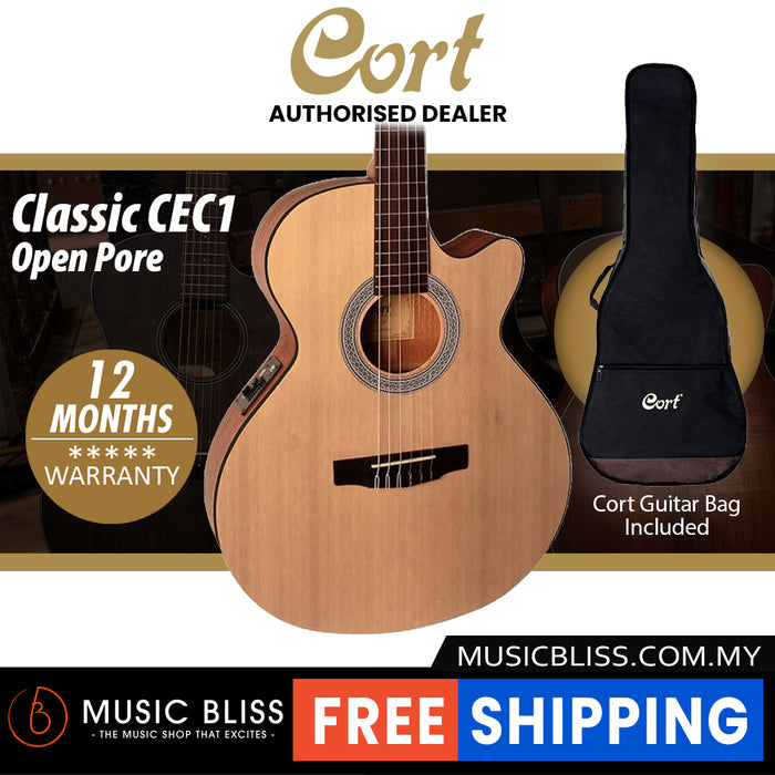 Cort CEC1 Classical Guitar with Bag - Open Pore