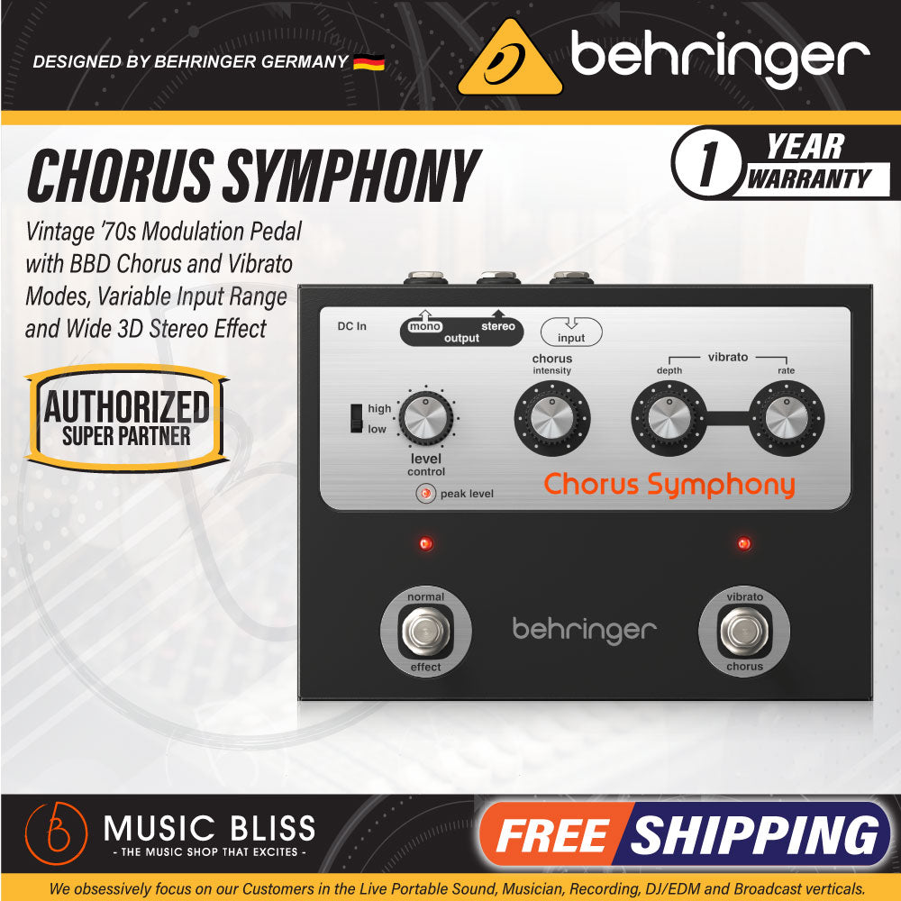 Behringer Chorus Symphony Chorus and Vibrato Guitar Pedal | Music