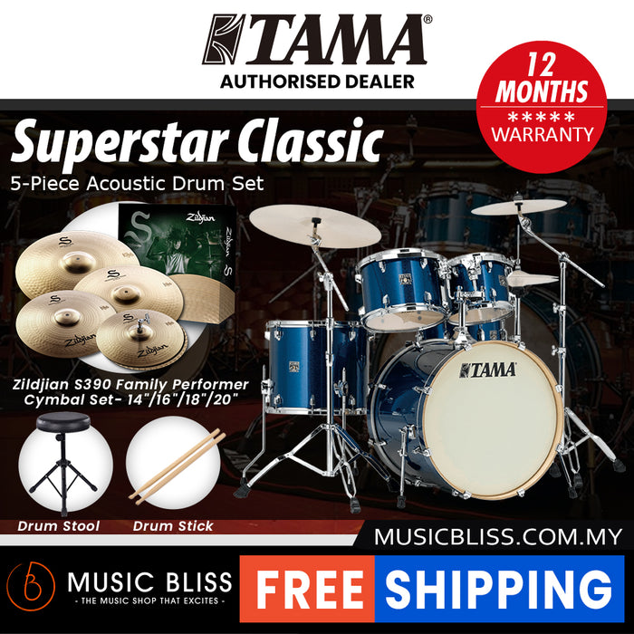 Tama Superstar Classic 5-piece Shell Pack - 22 Inch Bass Drum - Indigo Sparkle