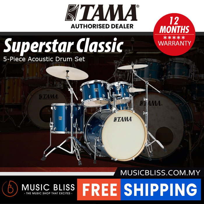 Tama Superstar Classic 5-piece Shell Pack - 22 Inch Bass Drum - Indigo Sparkle