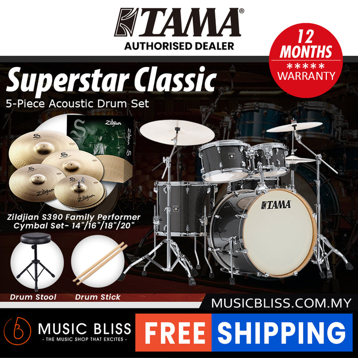 Tama Superstar Classic 5-piece Shell Pack - 22 Inch Bass Drum - Midnight Gold Sparkle