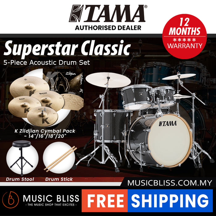Tama Superstar Classic 5-piece Shell Pack - 22 Inch Bass Drum - Midnight Gold Sparkle