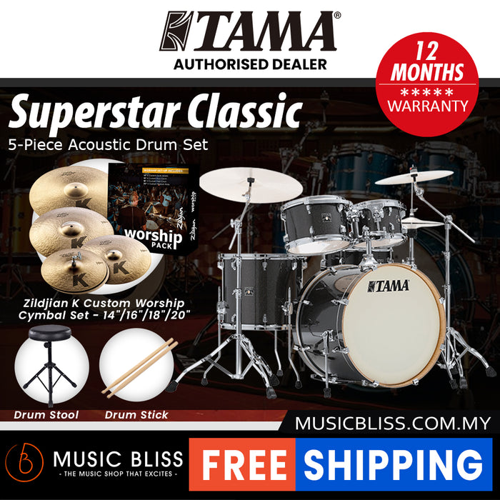 Tama Superstar Classic 5-piece Shell Pack - 22 Inch Bass Drum - Midnight Gold Sparkle