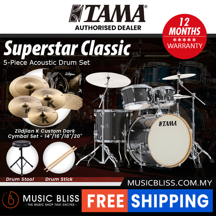 Tama Superstar Classic 5-piece Shell Pack - 22 Inch Bass Drum - Midnight Gold Sparkle