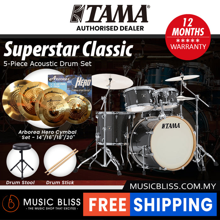 Tama Superstar Classic 5-piece Shell Pack - 22 Inch Bass Drum - Midnight Gold Sparkle