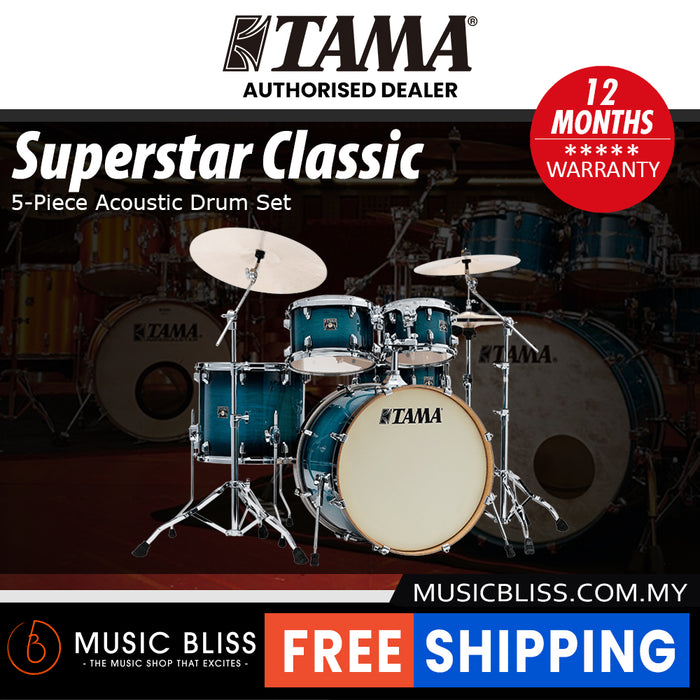 Tama Superstar Classic 5-piece Shell Pack - 22 Inch Bass Drum - Blue Lacquer Burst