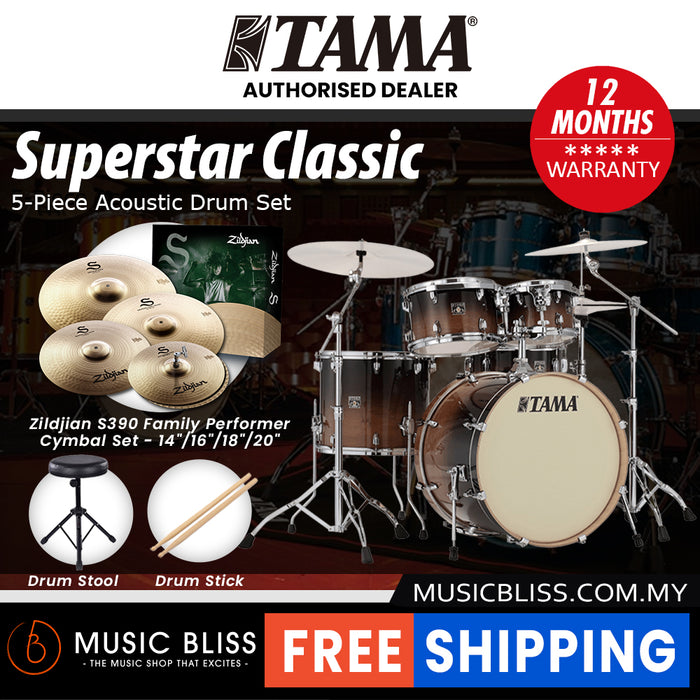Tama Superstar Classic 5-piece Shell Pack - 22 Inch Bass Drum - Coffee Fade