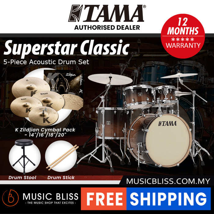 Tama Superstar Classic 5-piece Shell Pack - 22 Inch Bass Drum - Coffee Fade
