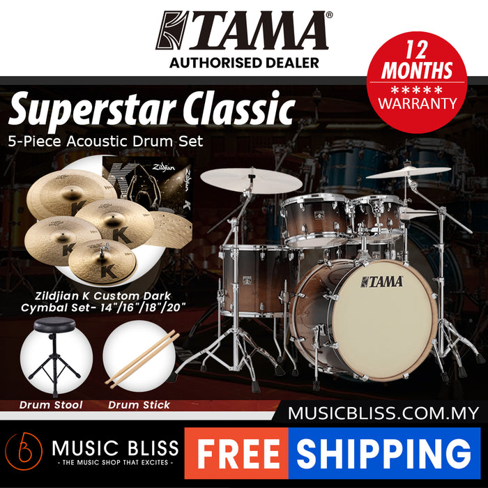 Tama Superstar Classic 5-piece Shell Pack - 22 Inch Bass Drum - Coffee Fade