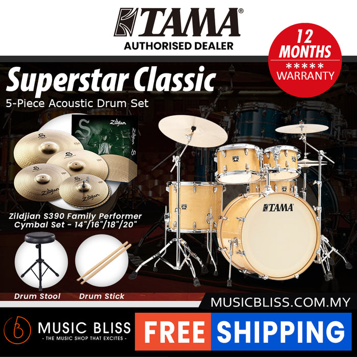 Tama Superstar Classic 5-piece Shell Pack - 22 Inch Bass Drum - Gloss Natural Blonde