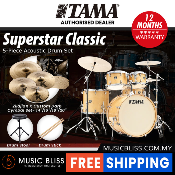 Tama Superstar Classic 5-piece Shell Pack - 22 Inch Bass Drum - Gloss Natural Blonde