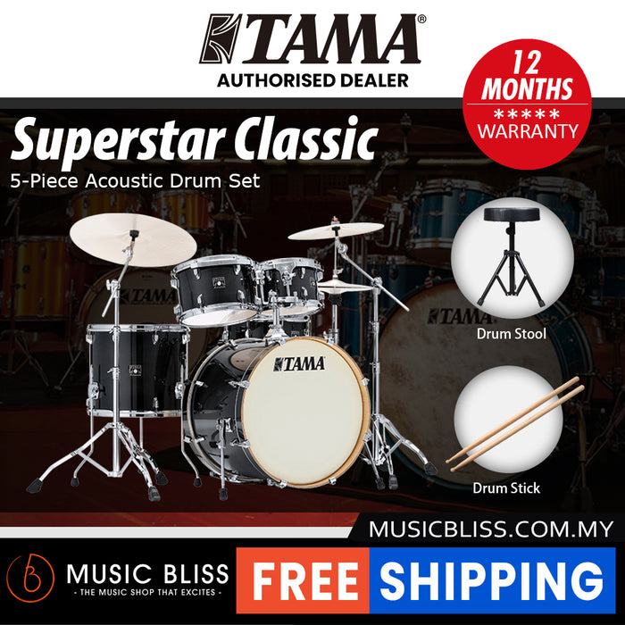 Tama Superstar Classic 5-piece Shell Pack - 22 Inch Bass Drum - Transparent Black Burst
