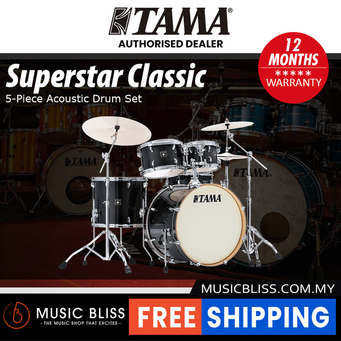 Tama Superstar Classic 5-piece Shell Pack - 22 Inch Bass Drum - Transparent Black Burst