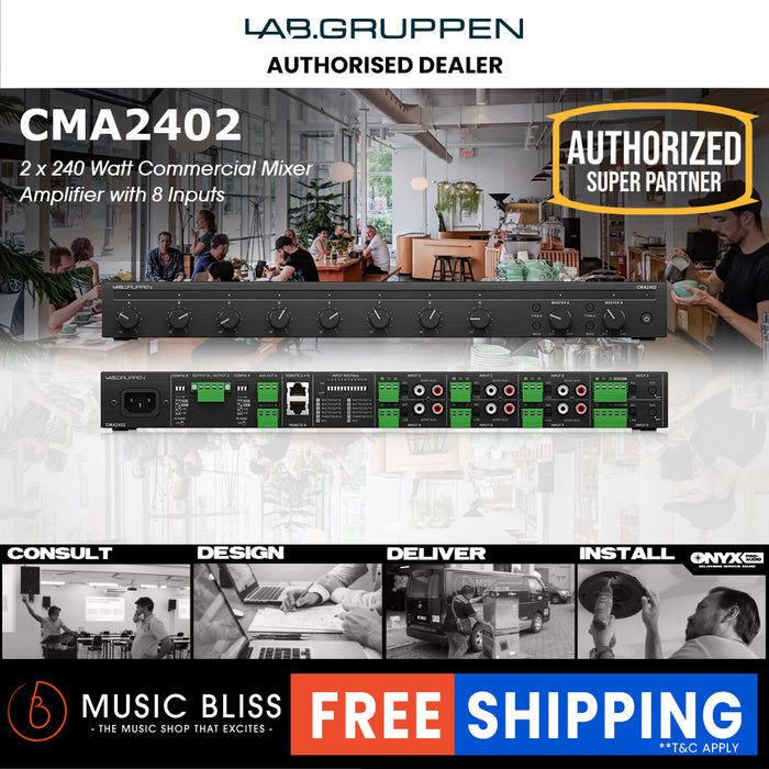 Lab Gruppen CMA2402 2 x 240W Commercial Mixer Amplifier with 8 Inputs
