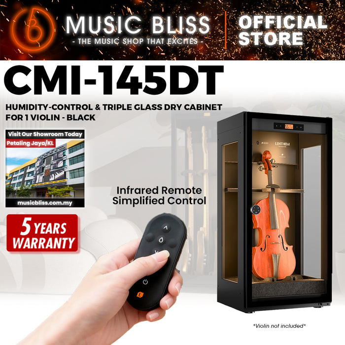 Lenthem CMI-145DT Humidity-Control & Triple Glass Dry Cabinet for 1 Violin - Black
