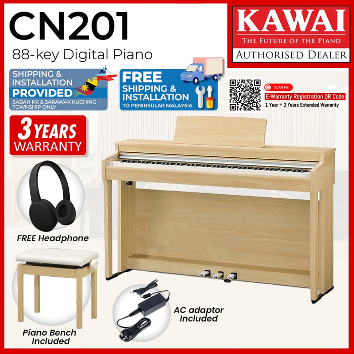 Kawai CN201 Digital Piano - Light Oak