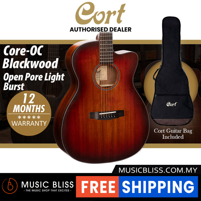 Cort Core-OC All Blackwood Acoustic Guitar with Deluxe Soft Case - Open Pore Light Burst